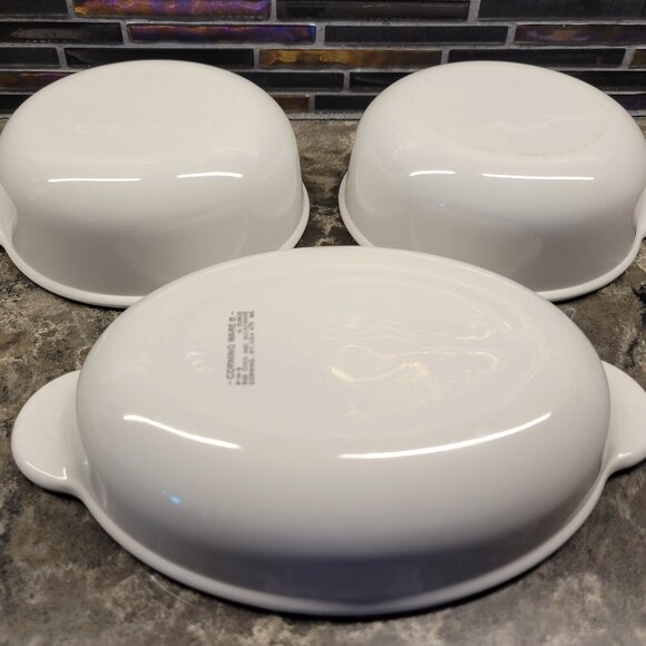 SET OF (3) PYREX GRAB IT BOWLS CORNING WARE VINTAGE 1970s ROUND OVAL GLASS LIDS - Picture 4 of 15